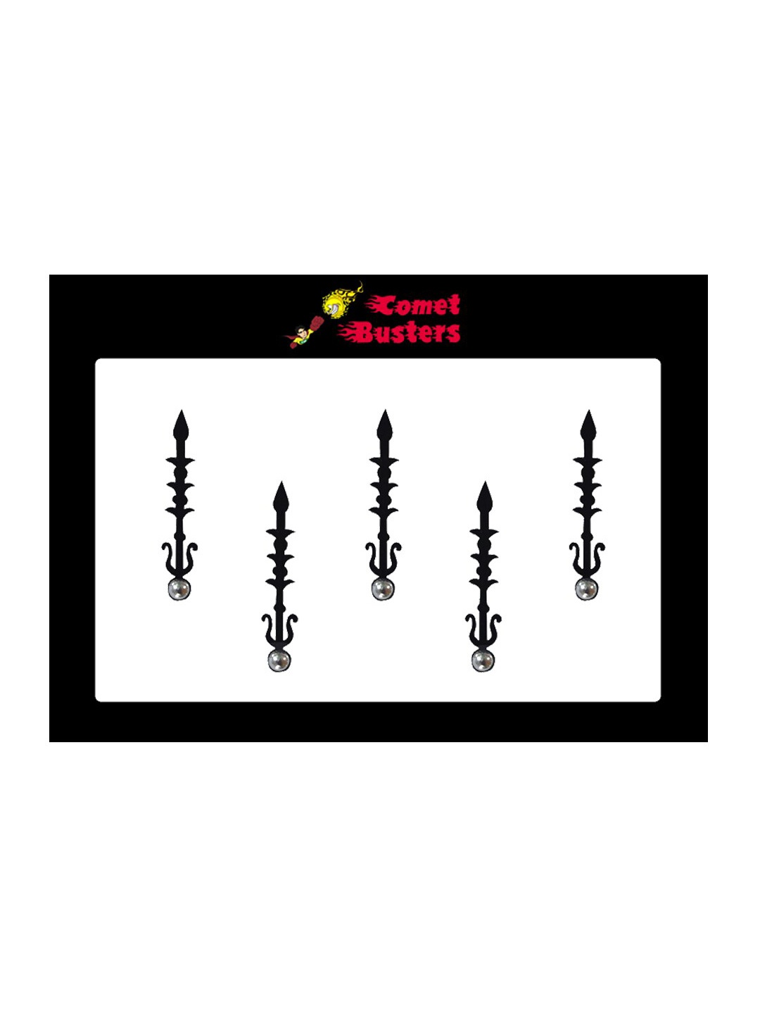 

Comet Busters 5 Pcs Embellished Reusable Designer Bindis - Black