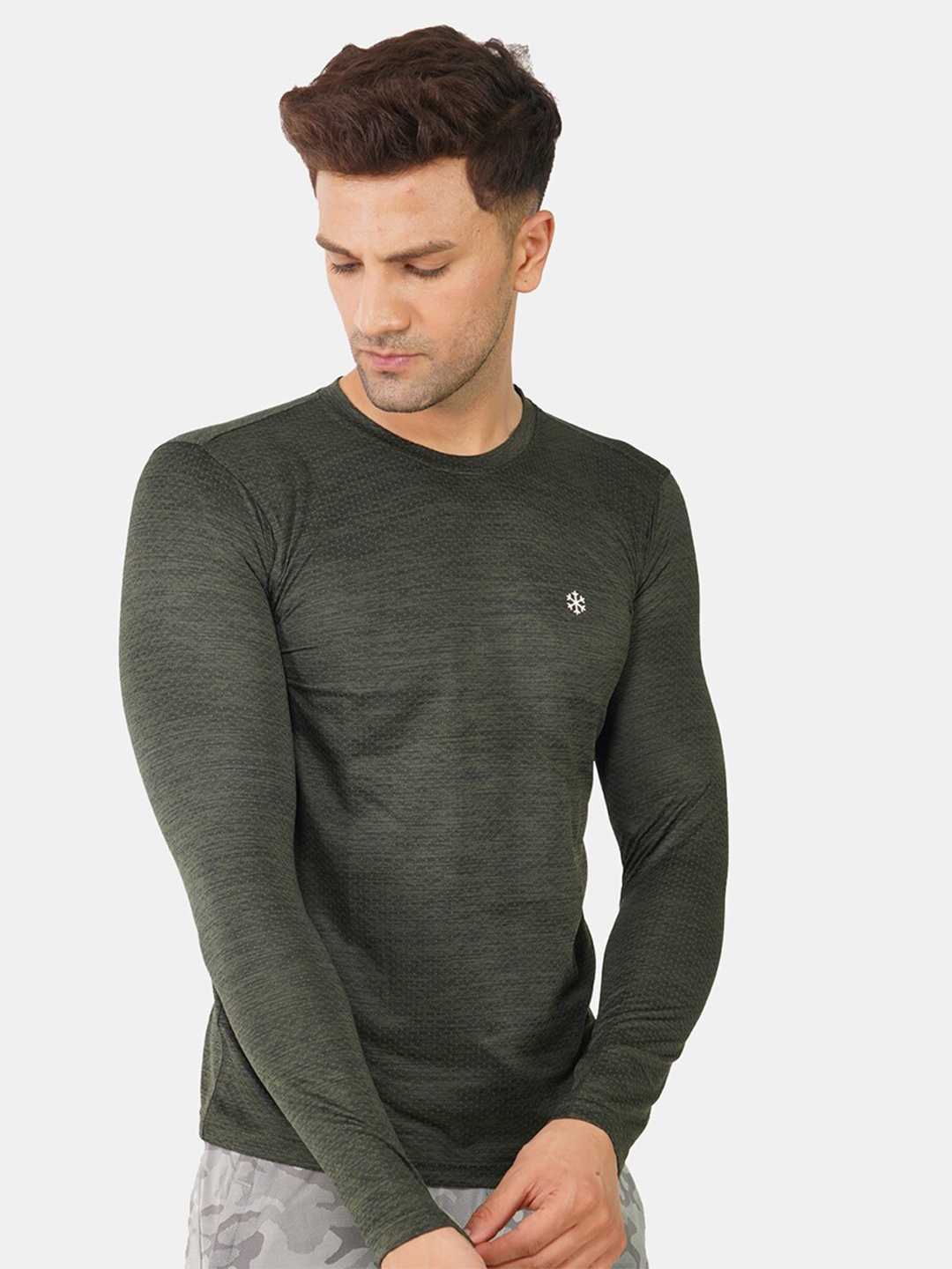 

MEMEN Men Olive Green T-shirt