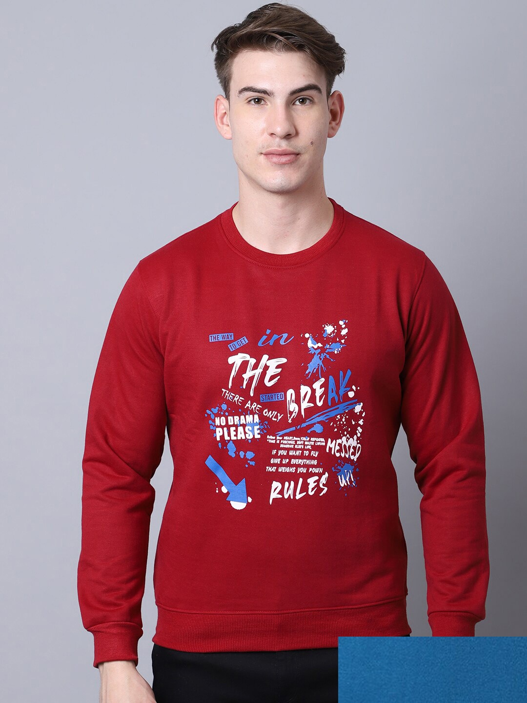 

Obaan Men Teal and Teal Pack of 2 Printed Sweatshirt