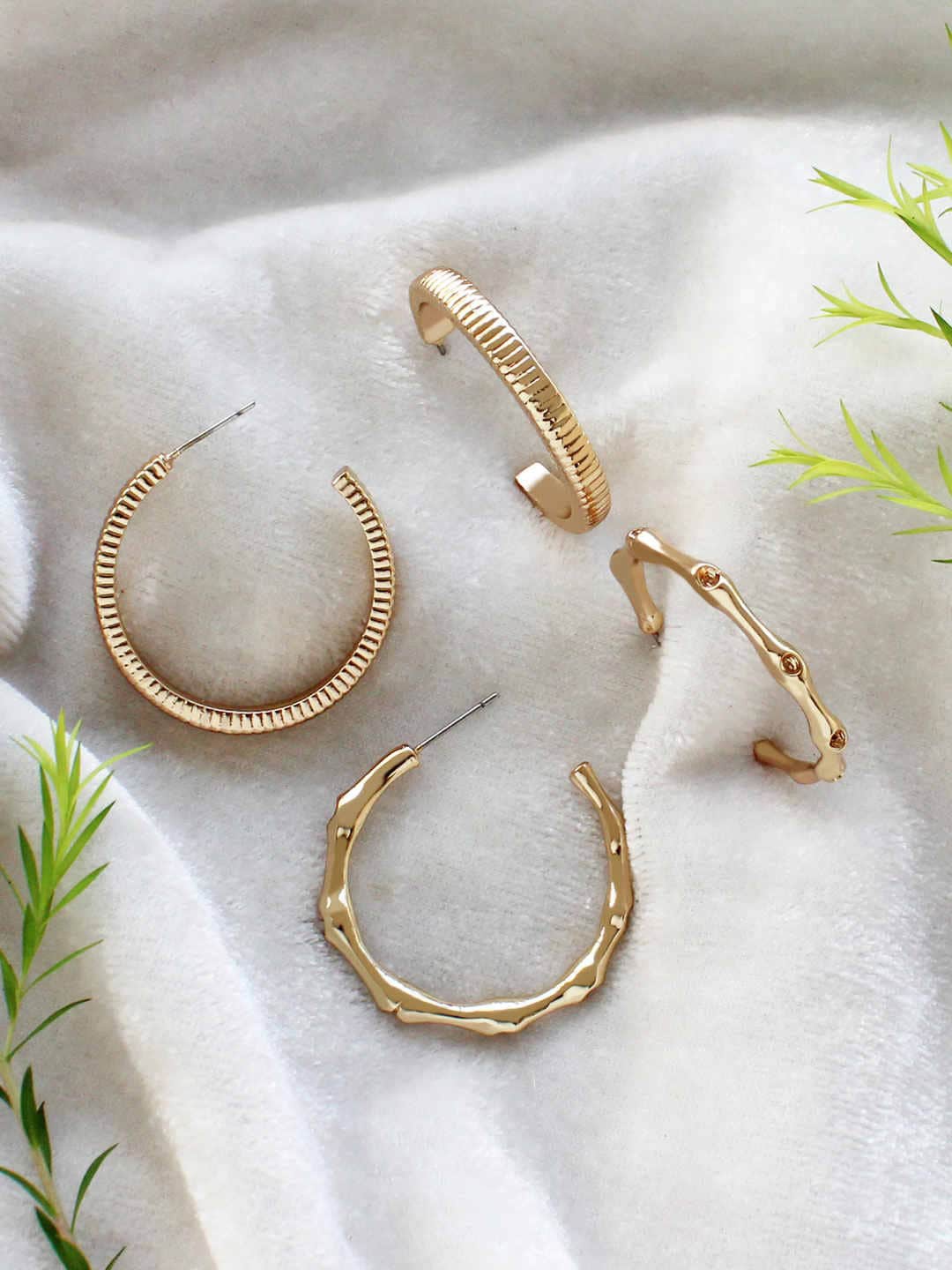 

Runway Ritual Women Set of 2 Gold-Plated Circular Half Hoop Earrings
