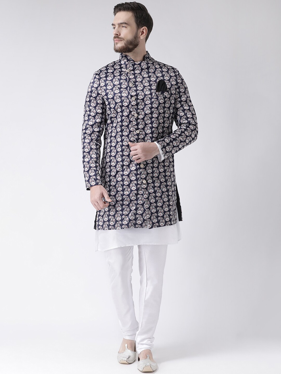 

hangup trend Men Navy-Blue & White Self-Design Sherwani