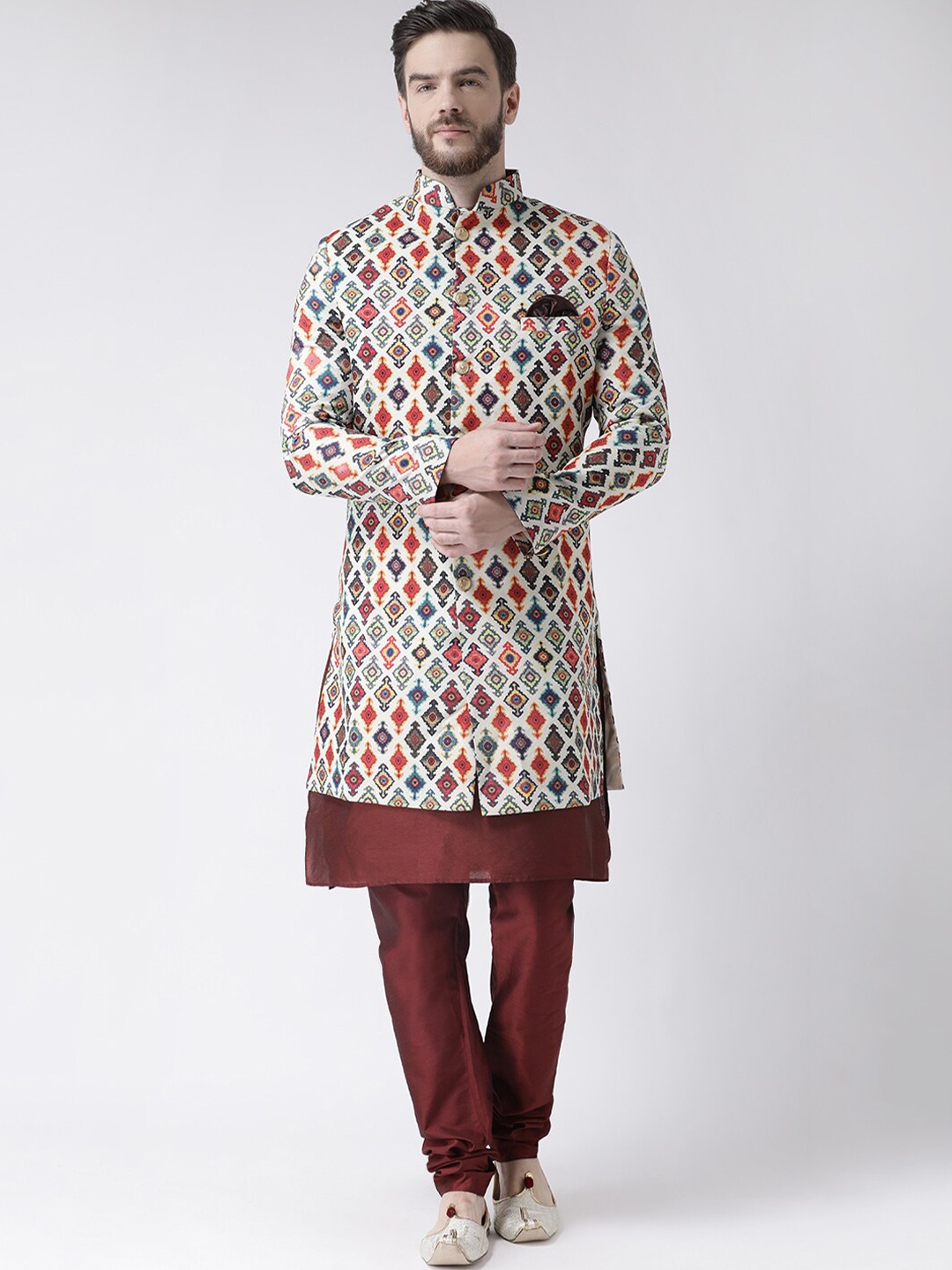 

hangup trend Men Red Printed Sherwani Set