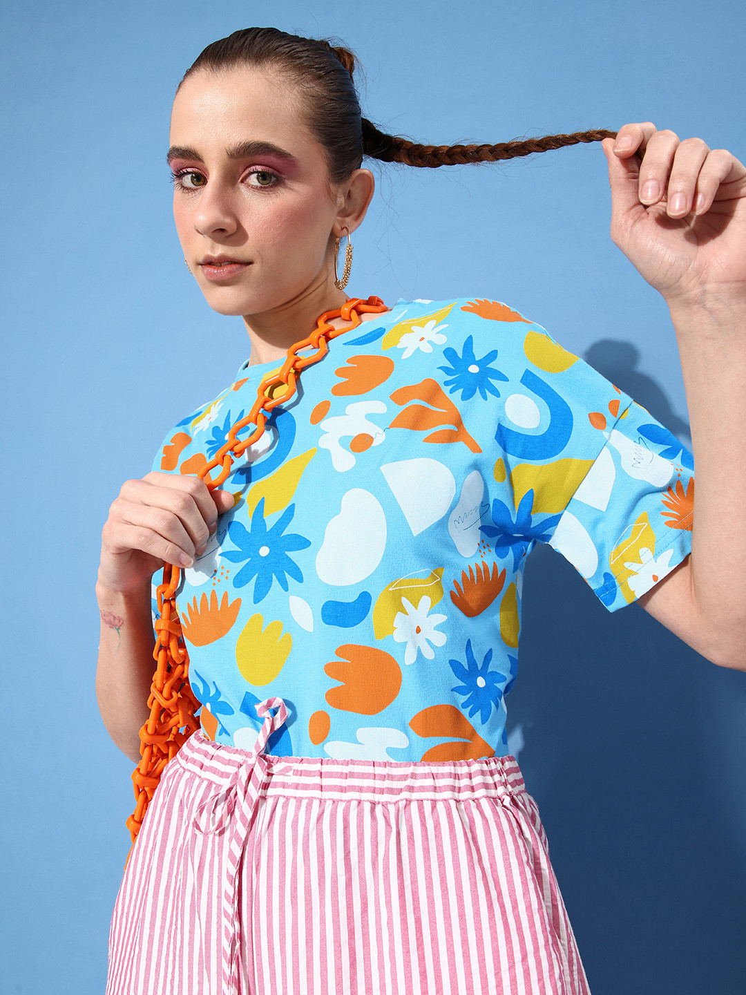 

Moda Rapido Women Graphic Printed Drop-Shoulder Retro Optimism Seriously Silly T-shirt, Multi