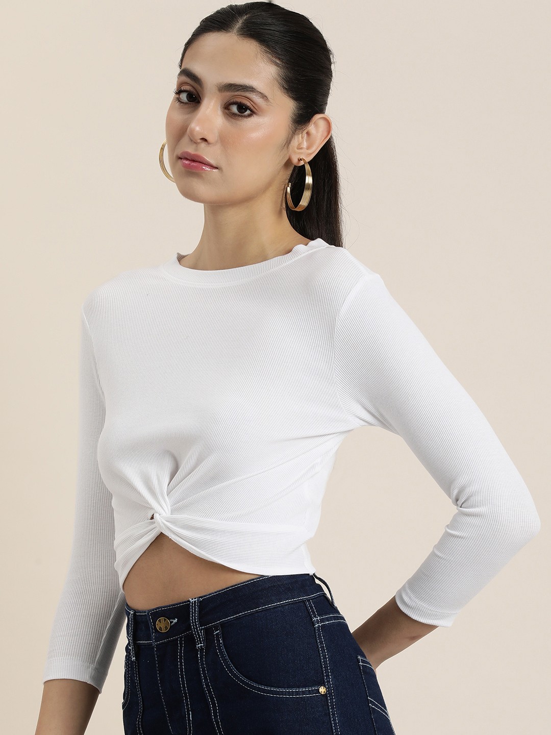

Moda Rapido Twisted Crop Top, White