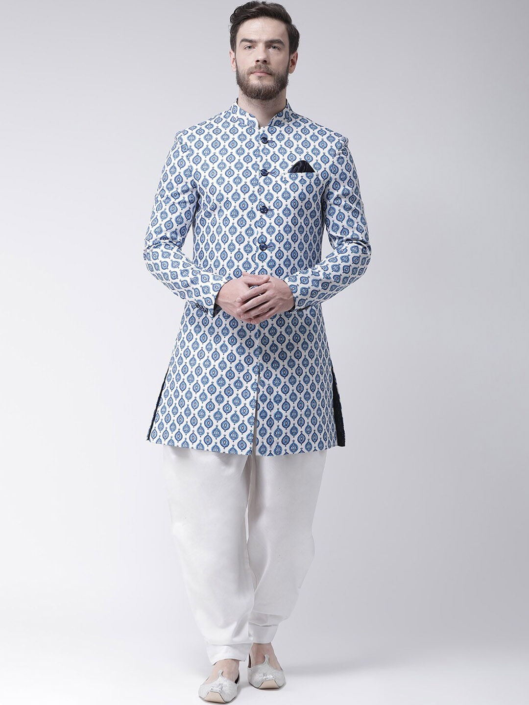 

hangup trend Men Blue & White Printed Sherwani