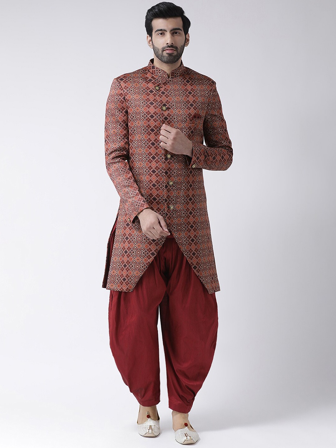 

hangup trend Men Maroon Printed Sherwani Set