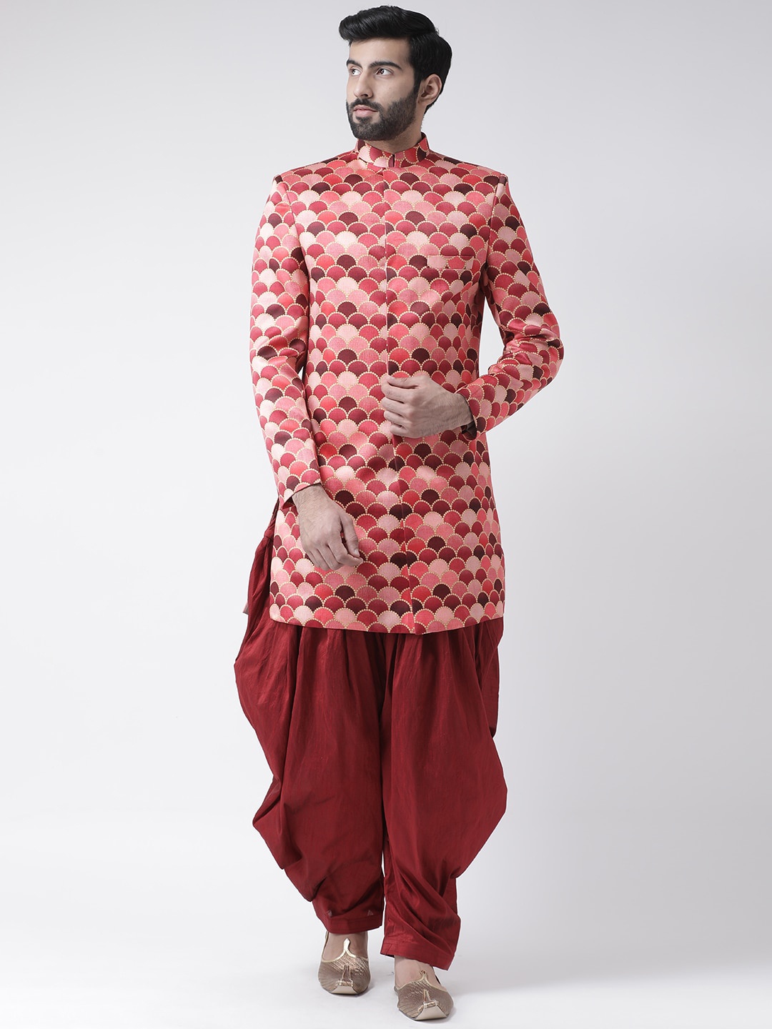

hangup trend Men Red Printed Sherwani Set