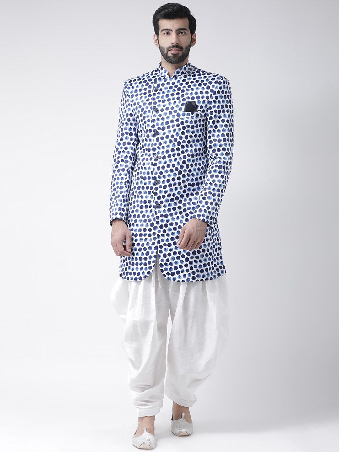 

hangup trend Men White Printed Sherwani Set