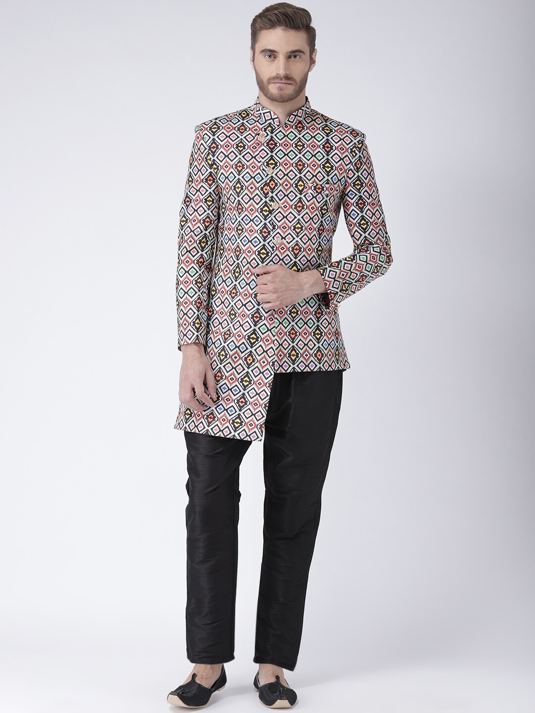 

hangup trend Men Black Printed Sherwani Set