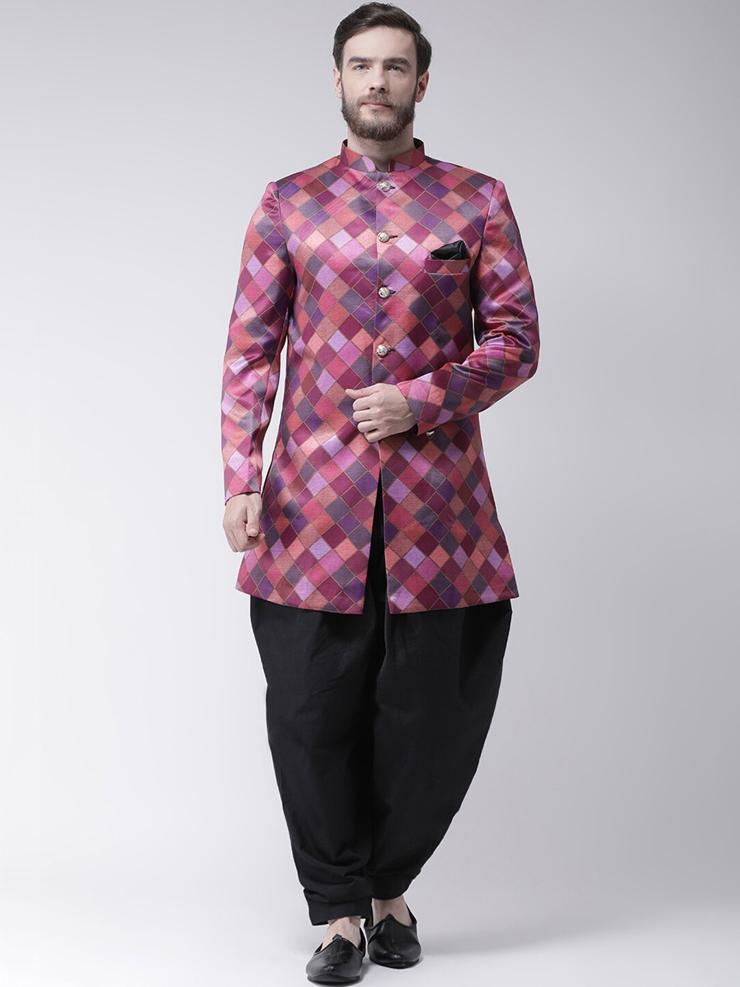 

hangup trend Men Magenta Printed Sherwani Set