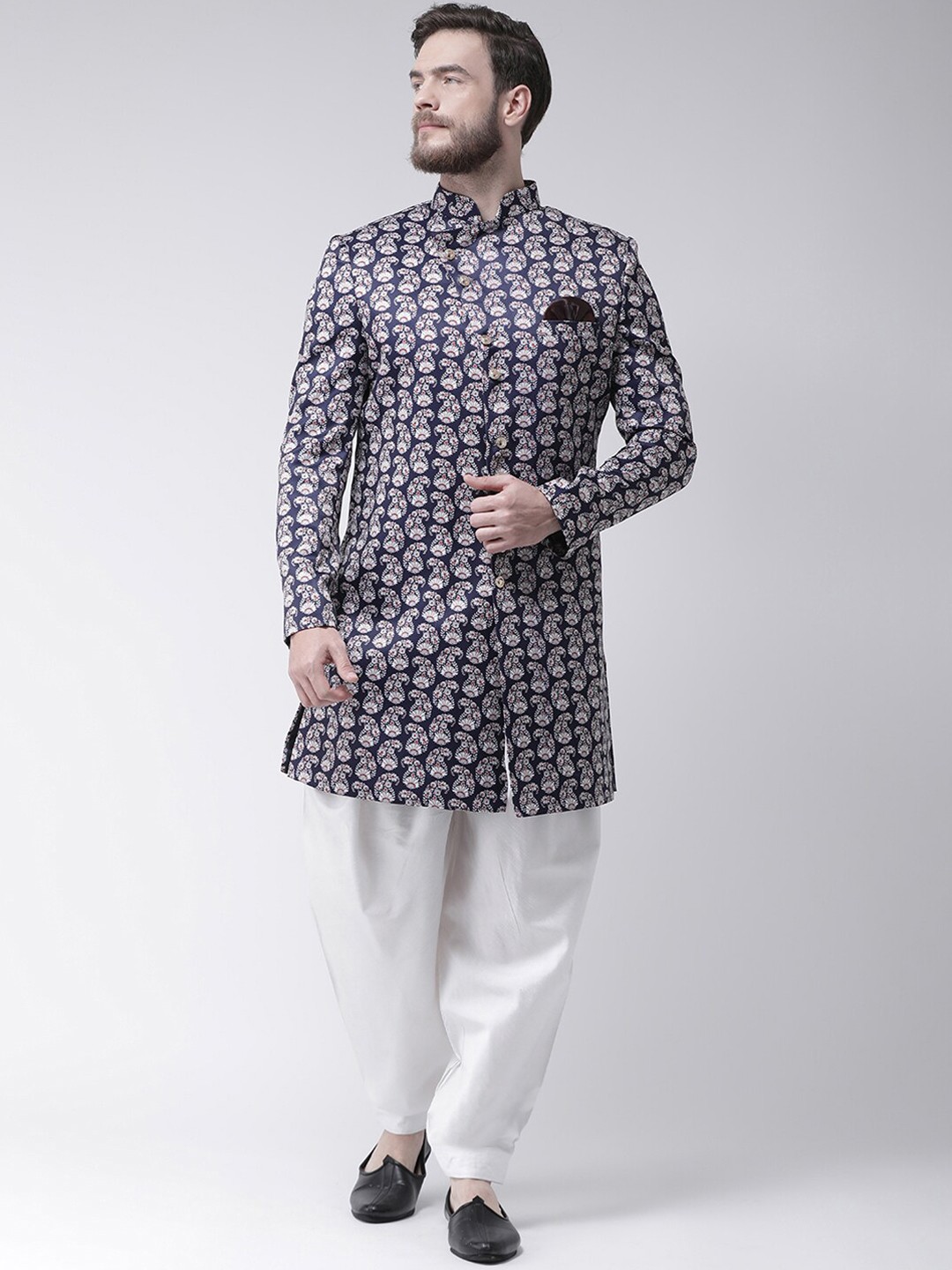 

hangup trend Men Blue & White Printed Sherwani