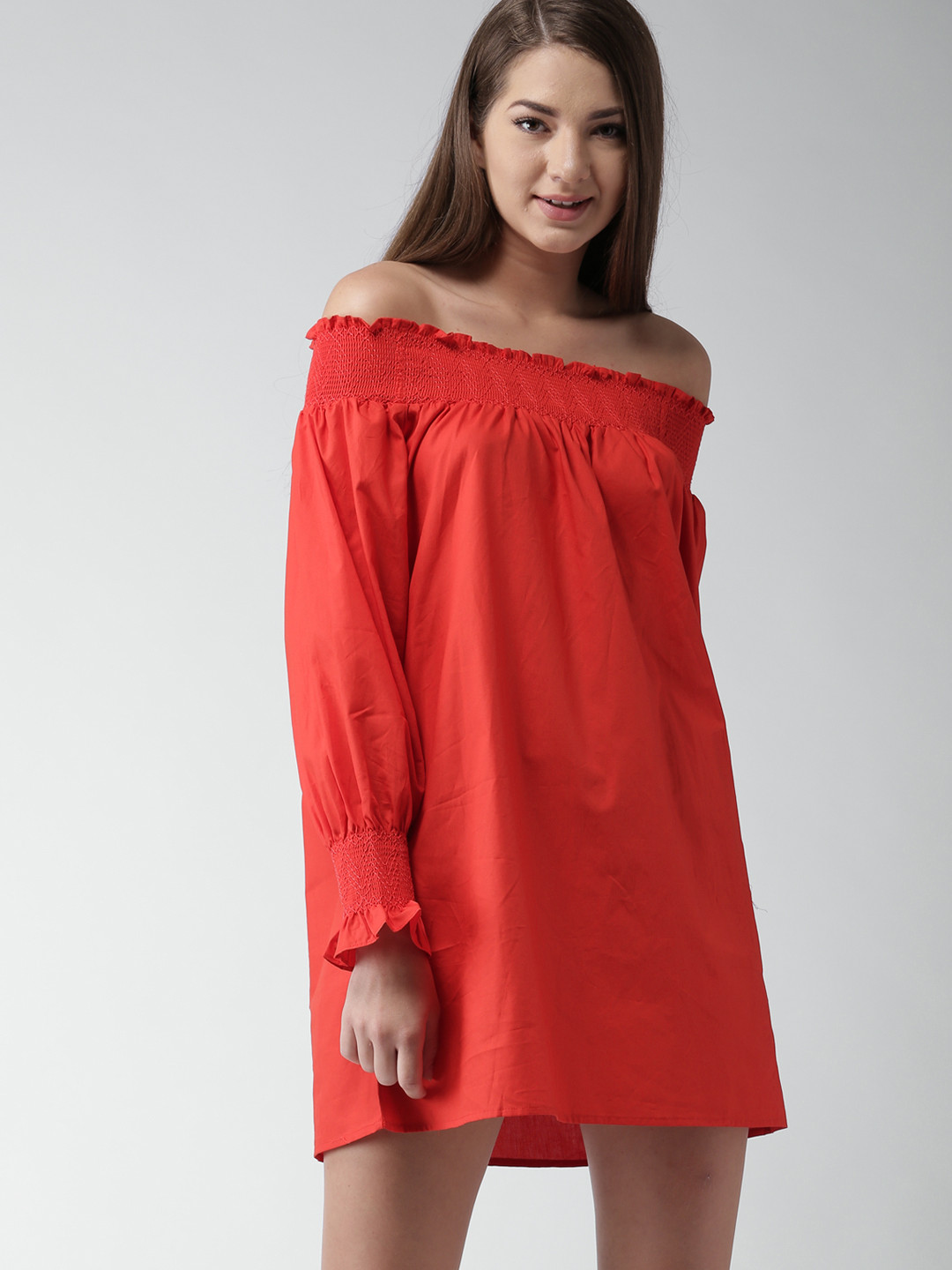 

FOREVER 21 Women Red Solid A-Line Dress