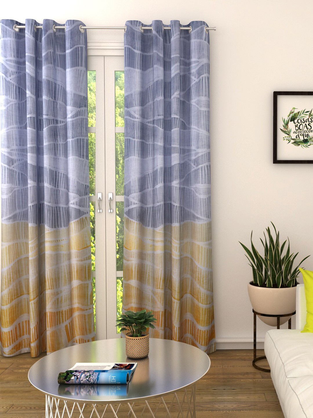 

HomeTown Set of 2 Room Darkening Door Curtain, Mustard