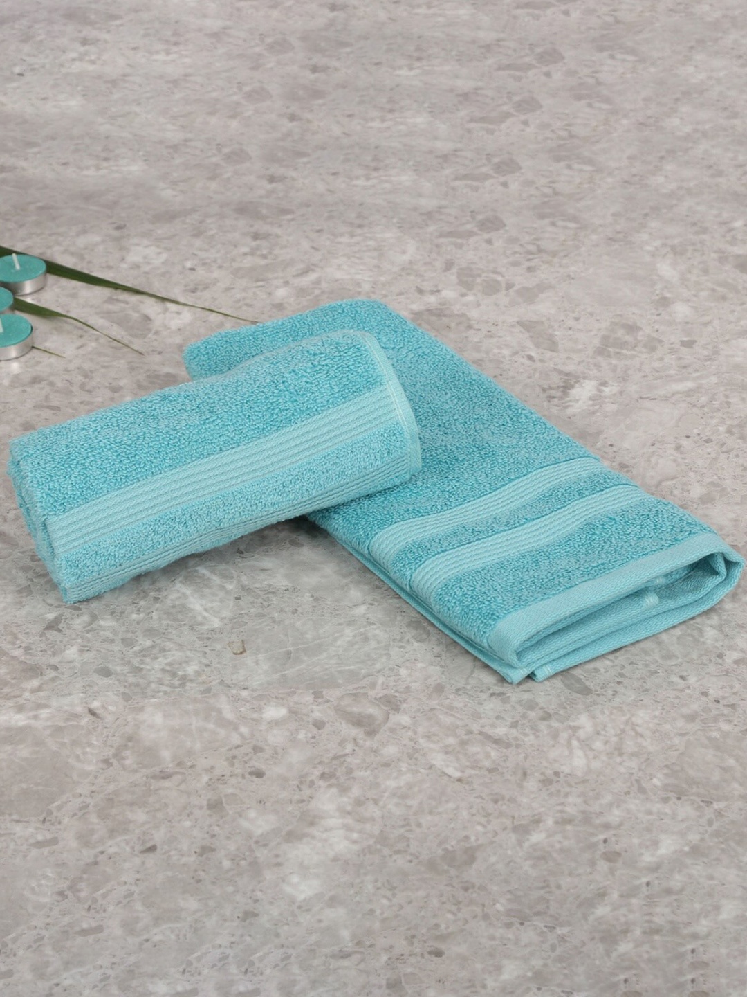 

Home Centre Grey Set of 2 Solid 600 GSM Cotton Hand Towels, Blue