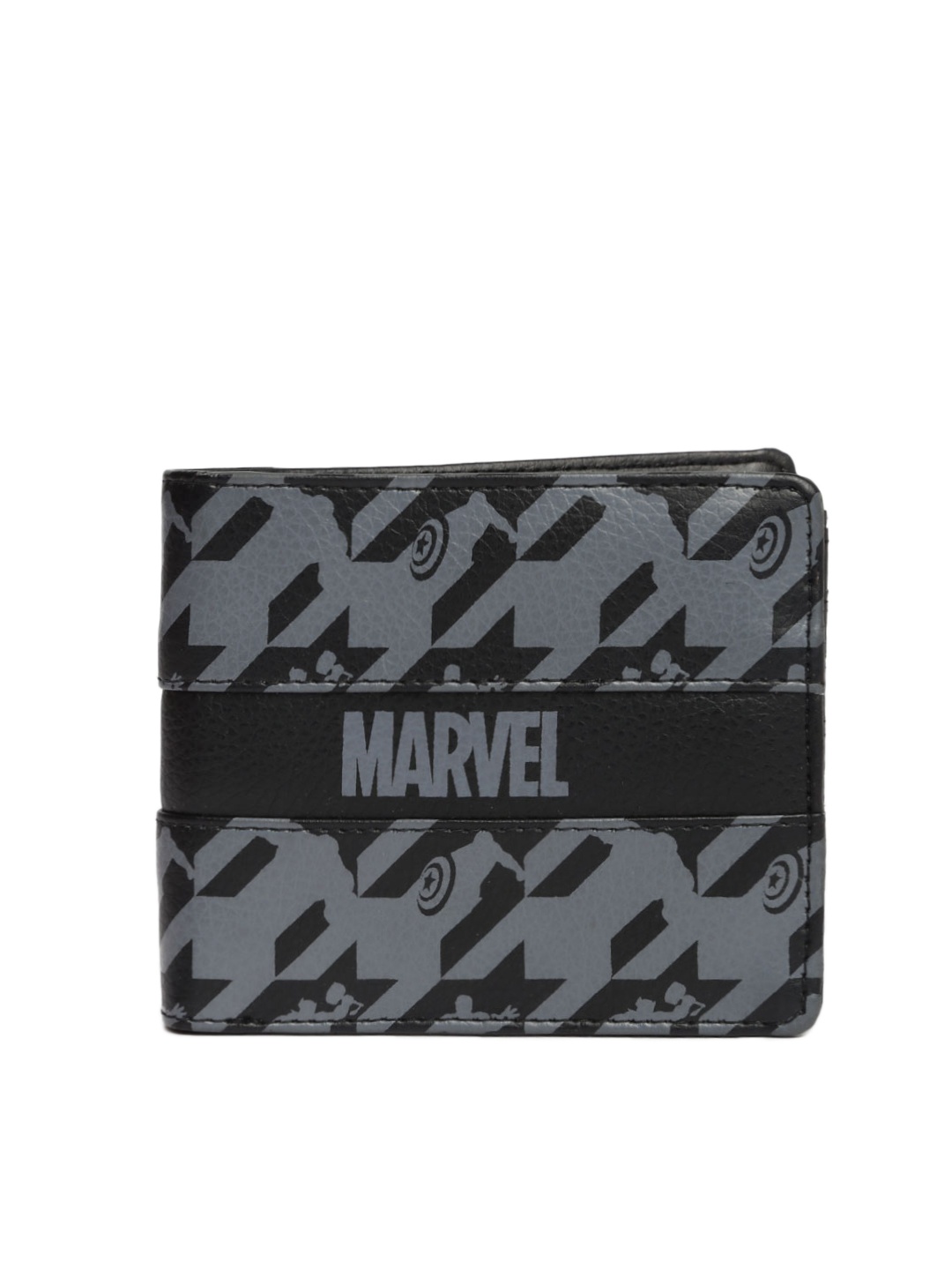 

Kook N Keech Marvel Men Black & Grey Printed Two Fold Wallet