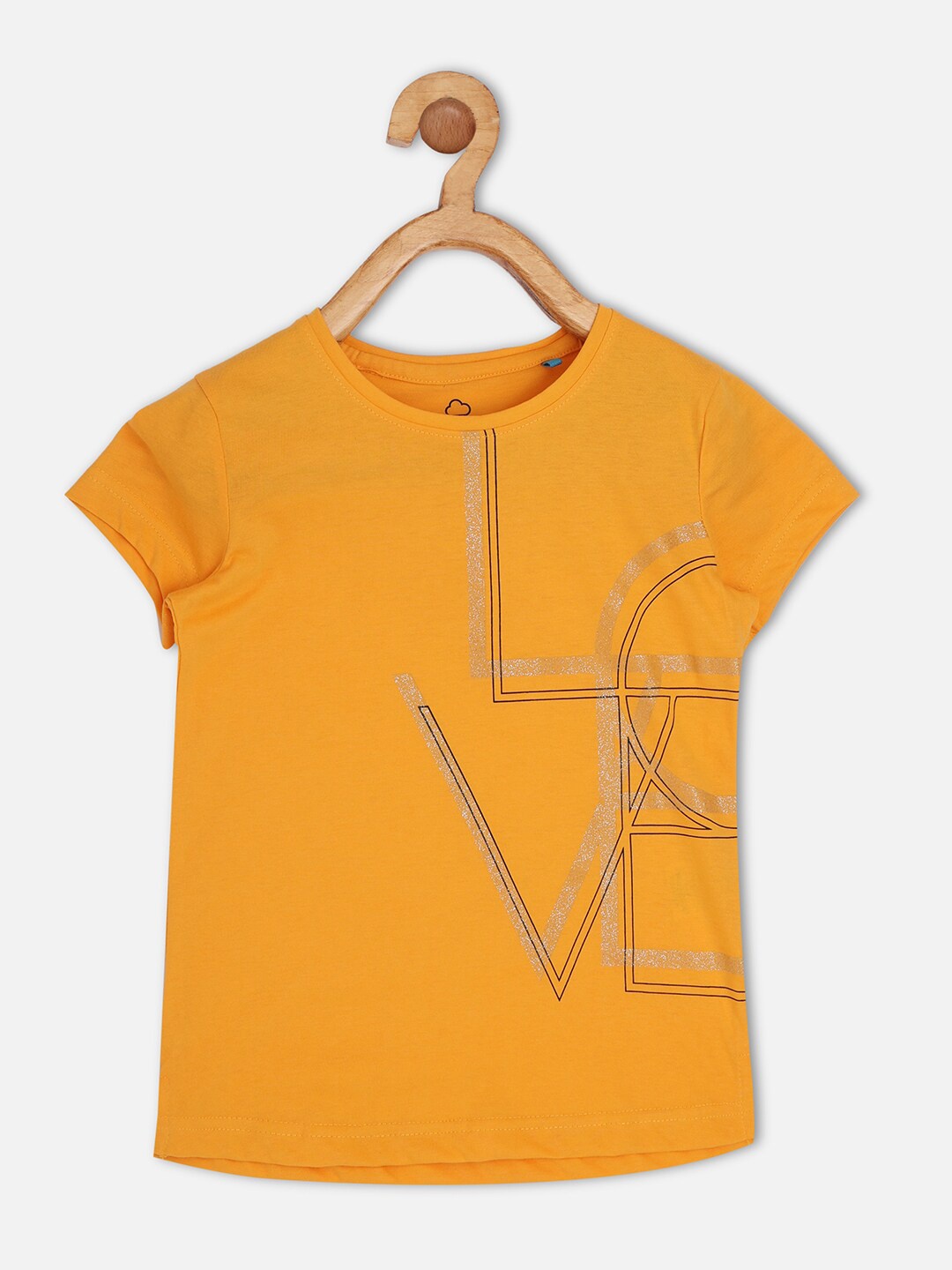 

Sweet Dreams Girls Orange Typography Printed Cotton T-shirt