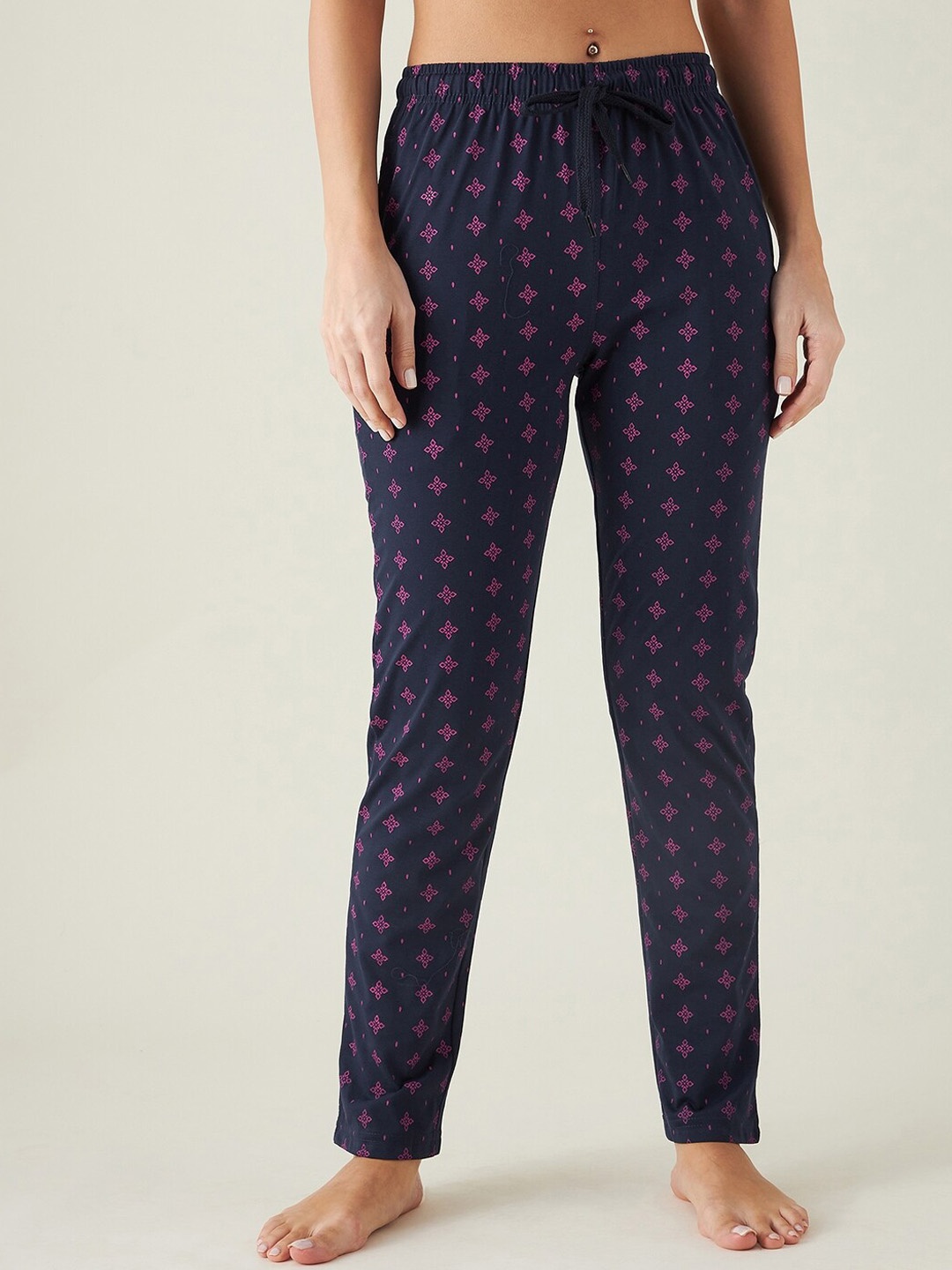 

Modeve Women Printed Cotton Lounge Pants, Navy blue