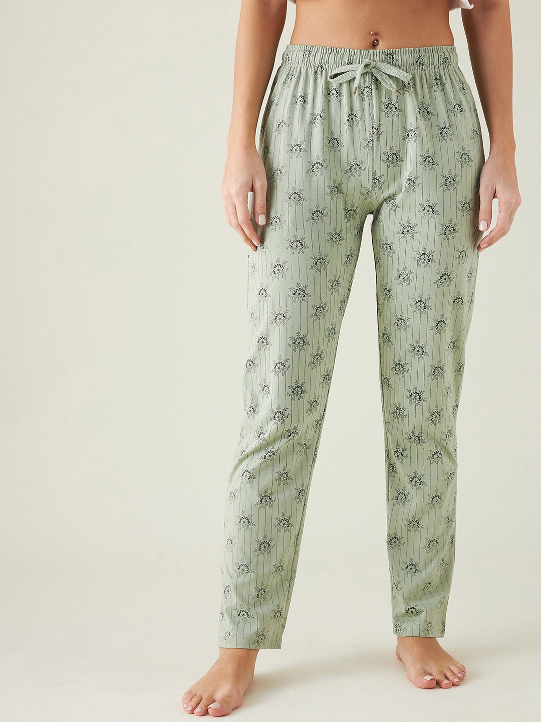 

Modeve Women Printed Cotton Lounge Pants, Green
