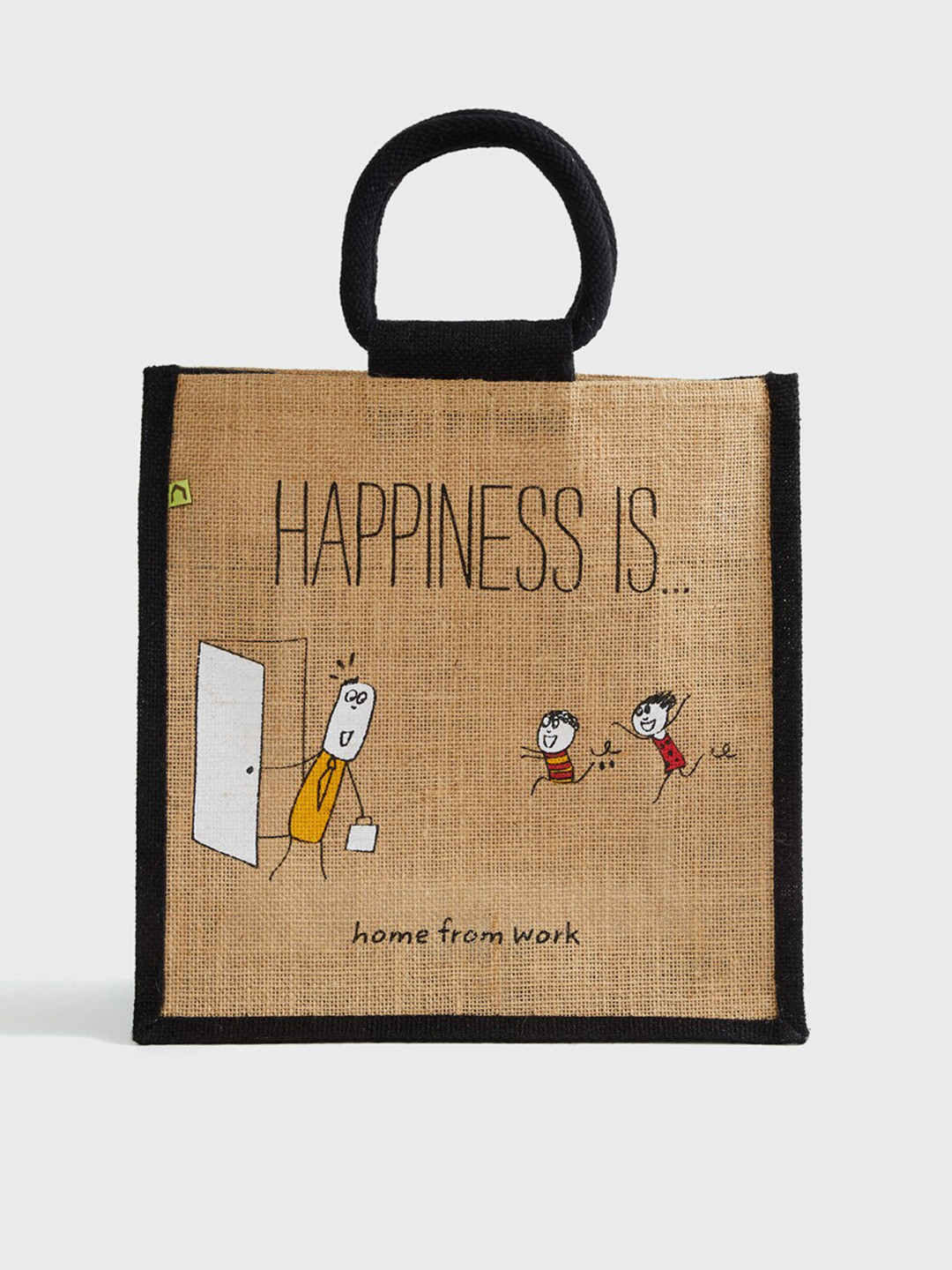 

Livia Brown and Black Printed Jute Lunch Bag