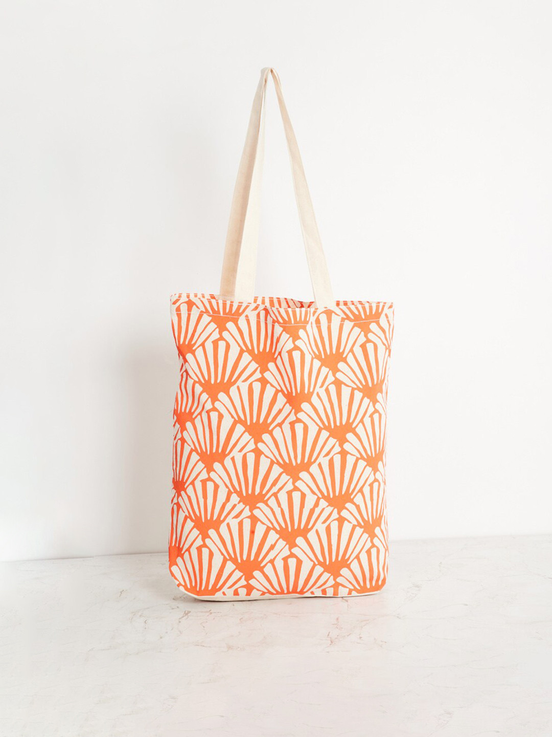 

Home Centre Orange Floral Printed Oversized Shopper Tote Bag