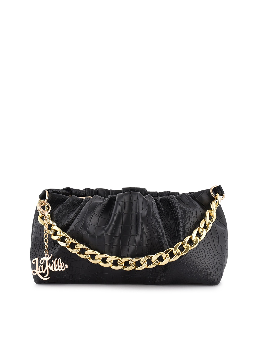 

LaFille Black PU Structured Sling Bag with Quilted