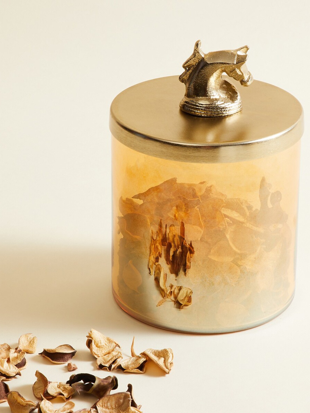 

Home Centre Gold Textured Horse Canister Glass Kitchen Storage Container