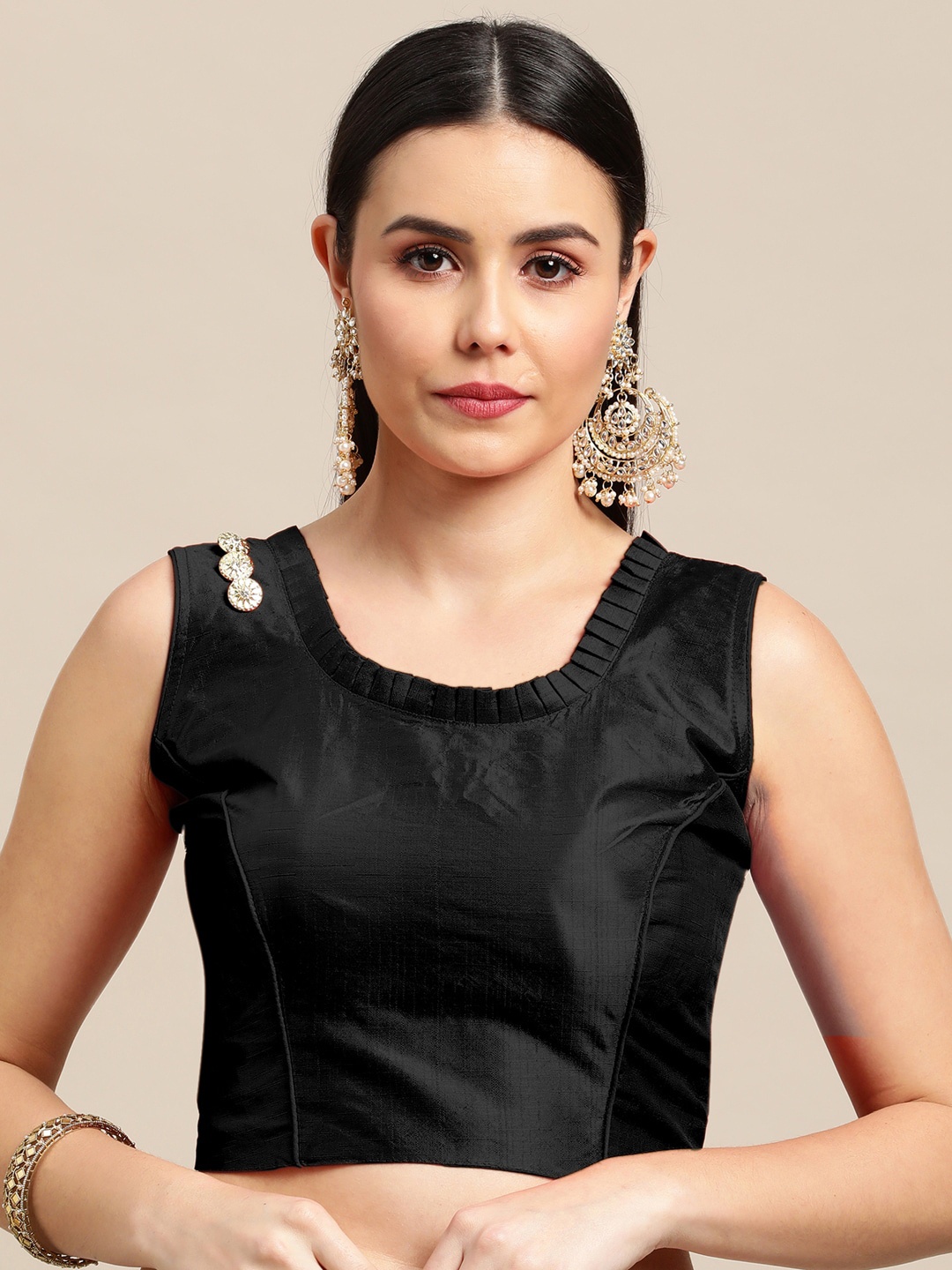 

Satrani Black Solid Padded Saree Blouse
