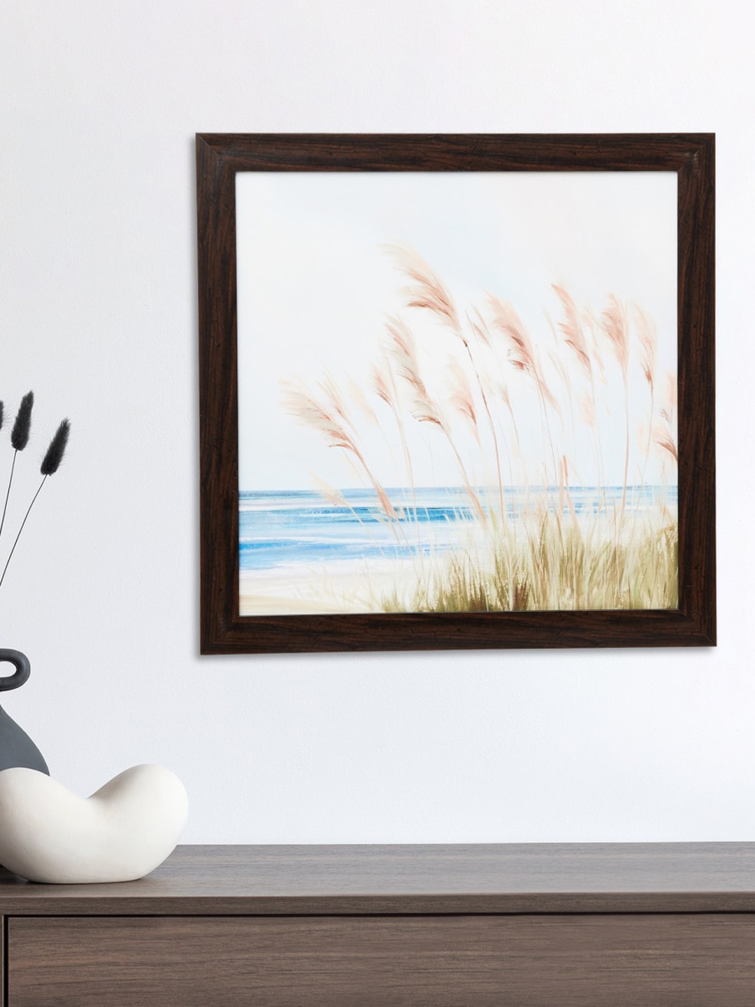 

Home Centre White & Blue Printed Framed Wall Art