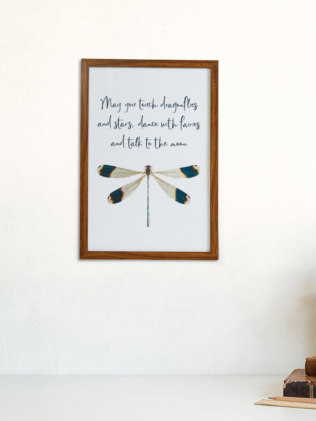 

Home Centre White Dragonfly Talk To The Moon Printed Wall Art