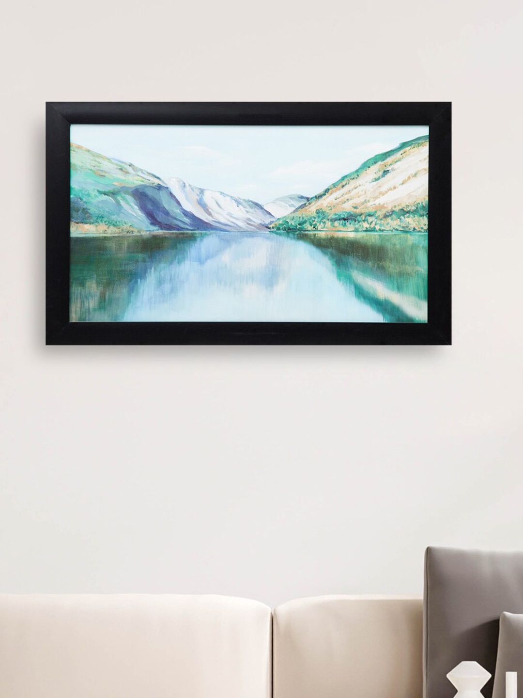 

Home Centre Black & Blue Abstract Painting Wooden Wall Art