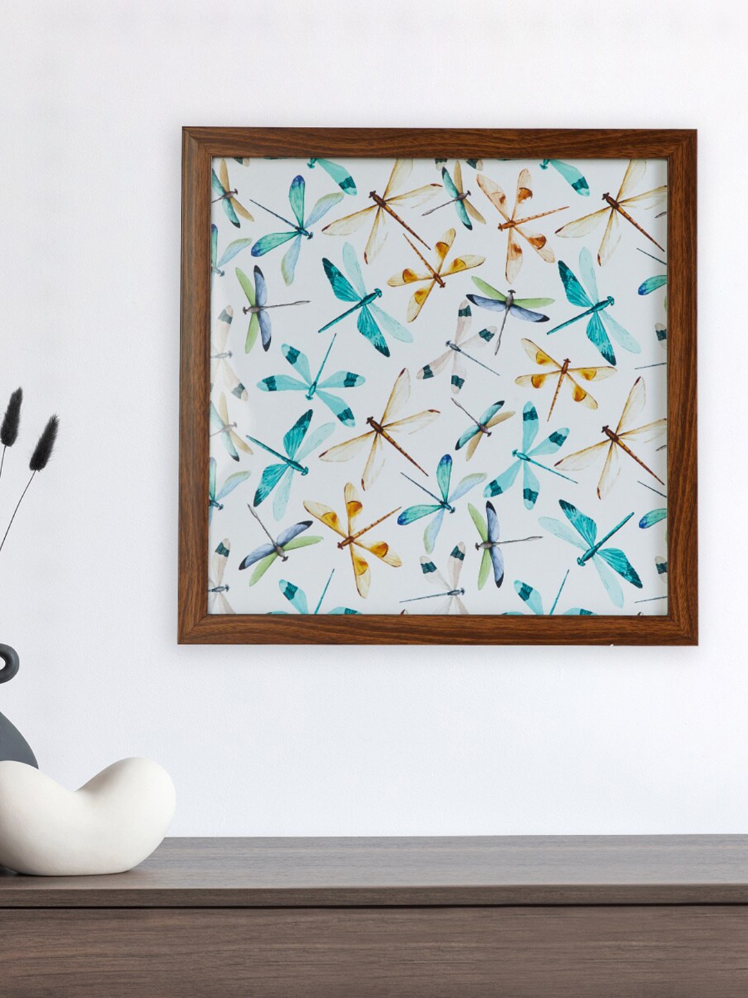 

Home Centre White & Blue Dragonfly Printed Wooden Picture Framed Wall Art