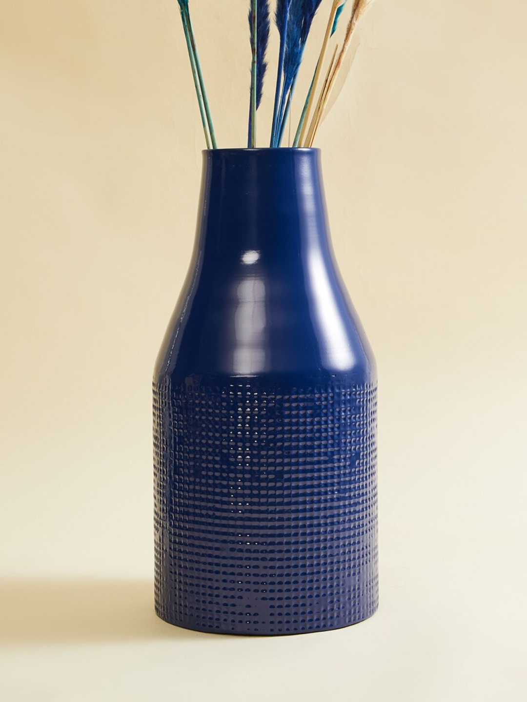

Home Centre Blue Textured Metal Vases