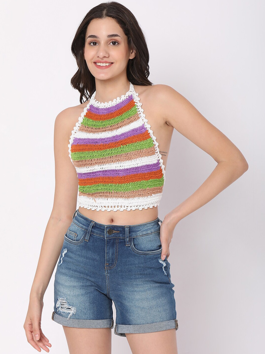 

Smarty Pants Women White Striped Swim Tops