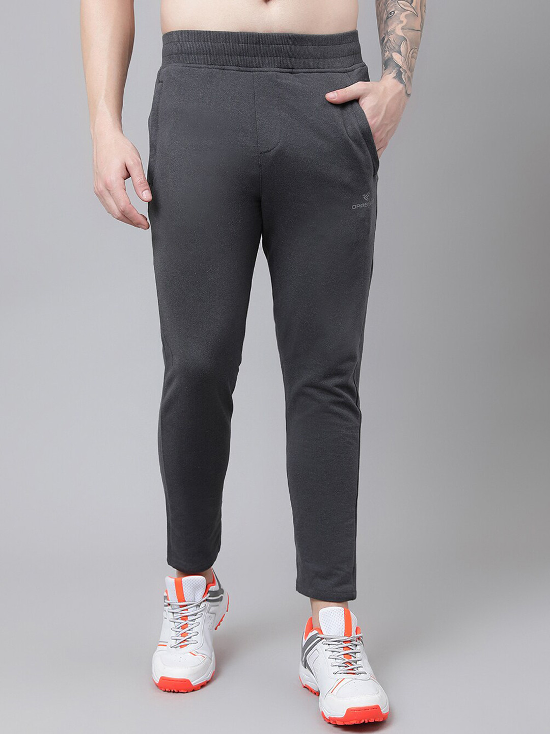 

Dpassion Men Grey Solid Cotton Track Pant