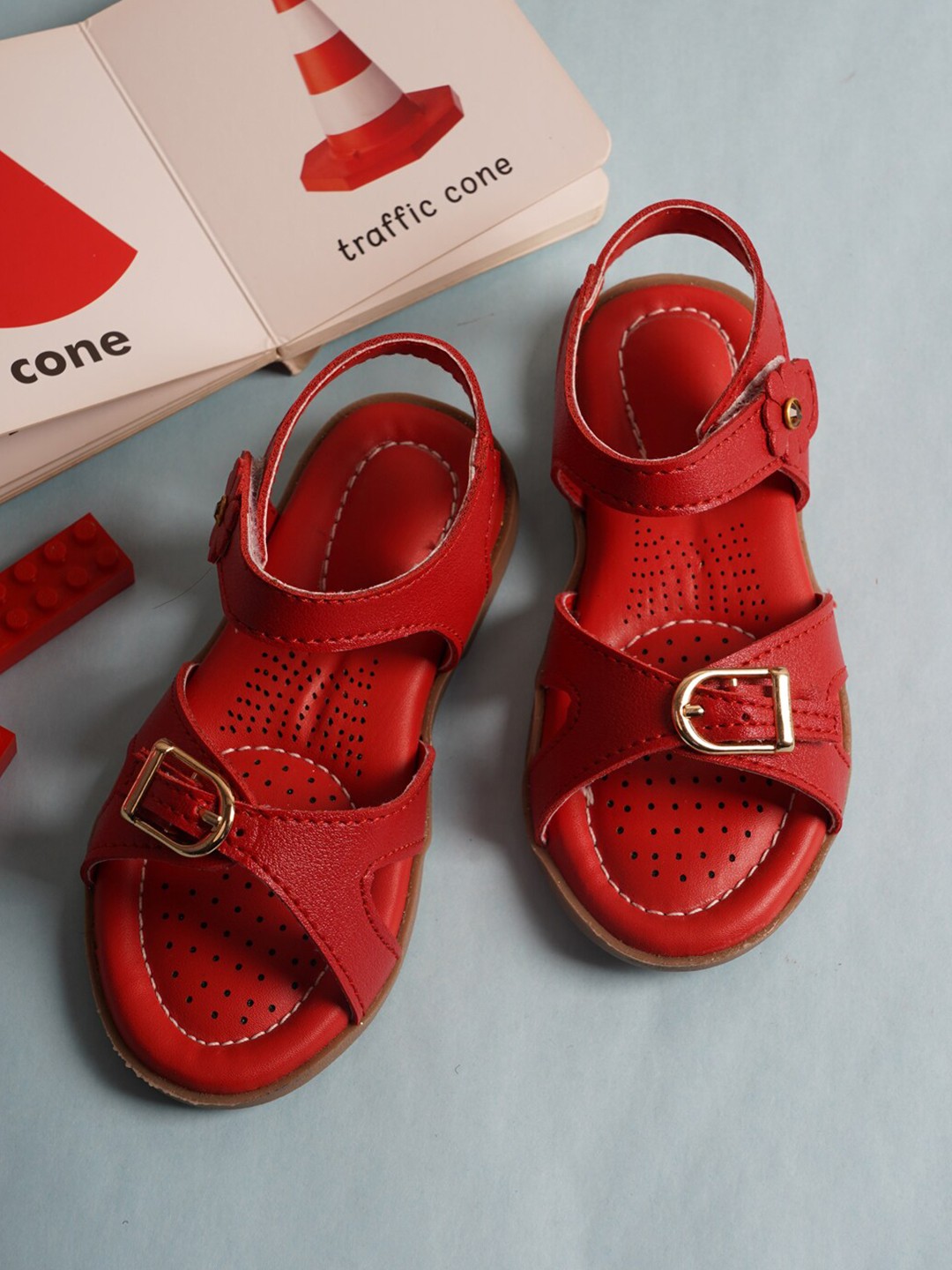 

Style Shoes Girls Open Toe Flats, Red