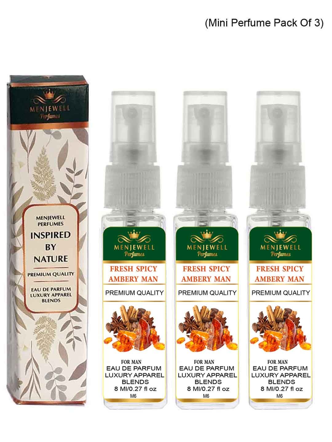 

Menjewell Men Set Of 3 Yellow Fresh Spicy Ambery Eau De Parfum