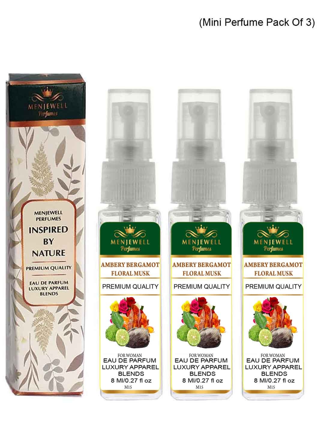 

Menjewell Set Of 3 Yellow Ambery Bergamot Floral Musk Eau De Parfum