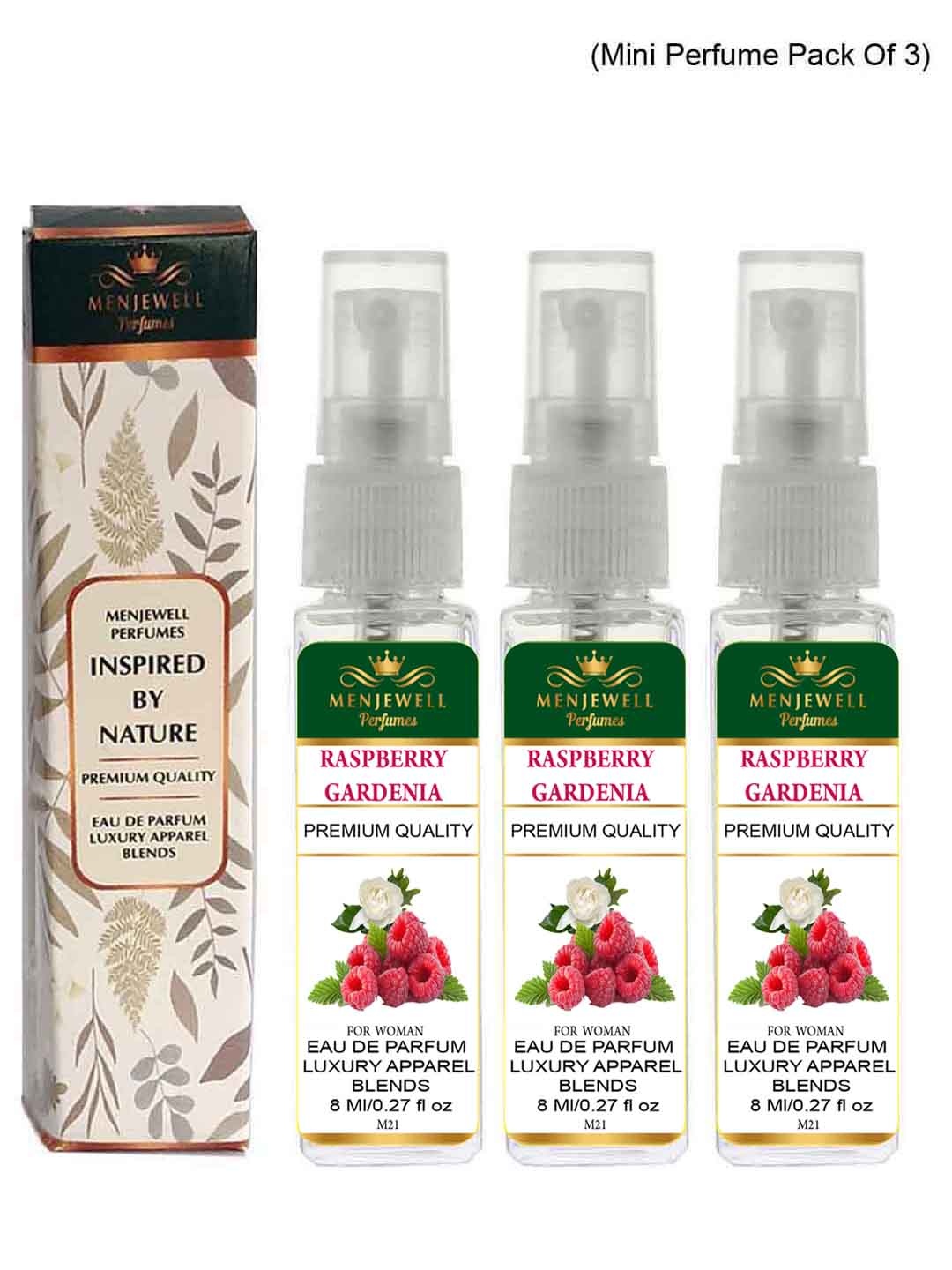 

Menjewell Set Of 3 Raspberry Gardenia Eau De Parfum, Yellow