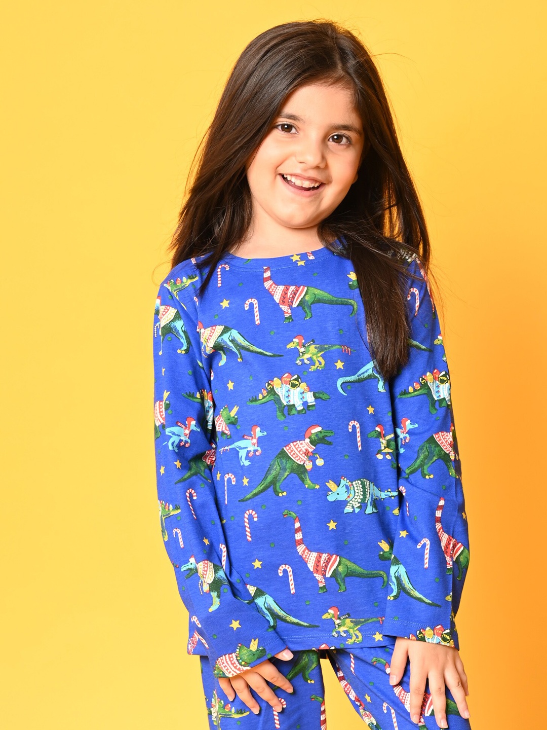 

Anthrilo Girls Blue & Green Printed Night suit