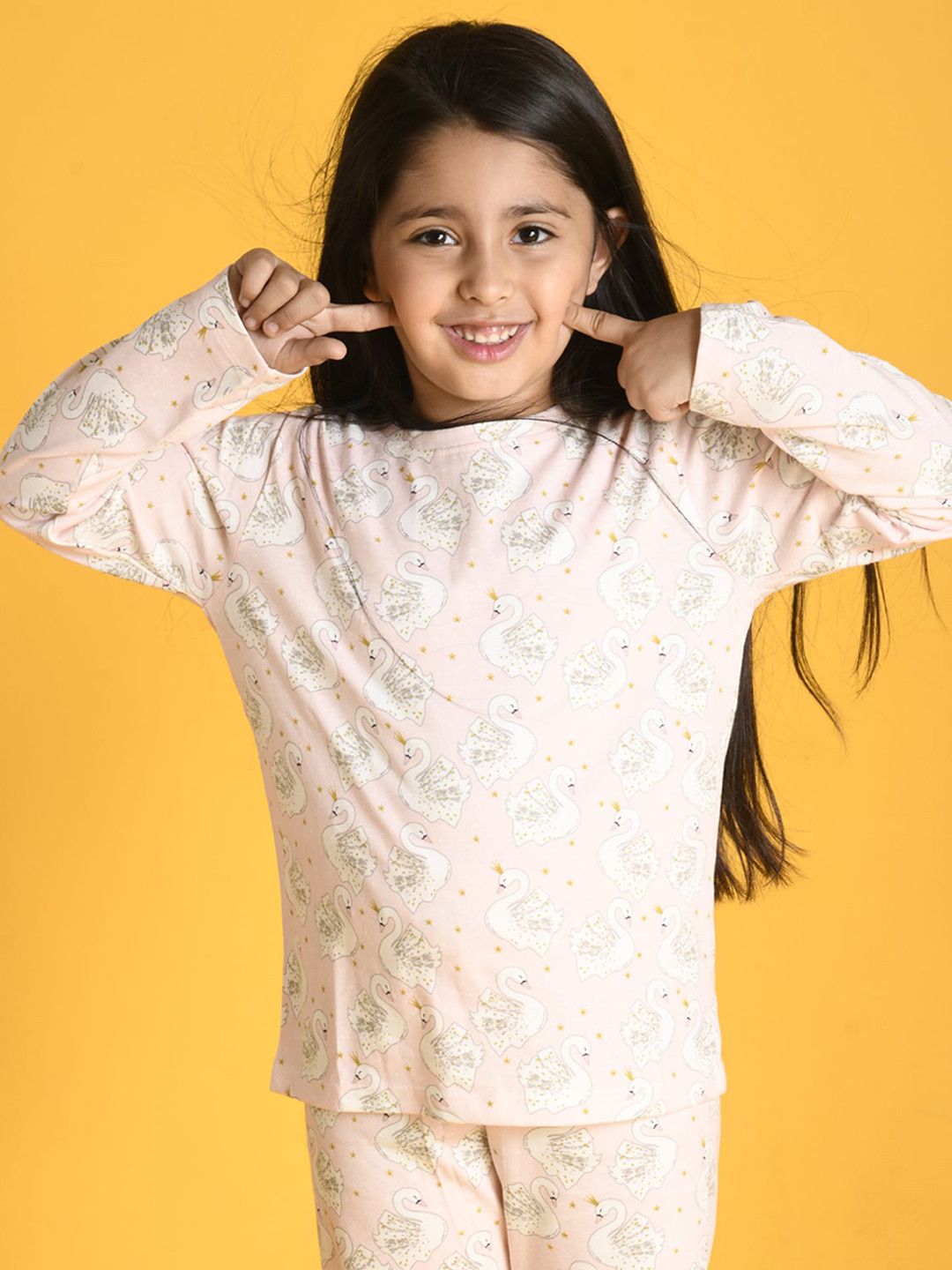 

Anthrilo Girls Pink & White Printed Night suit