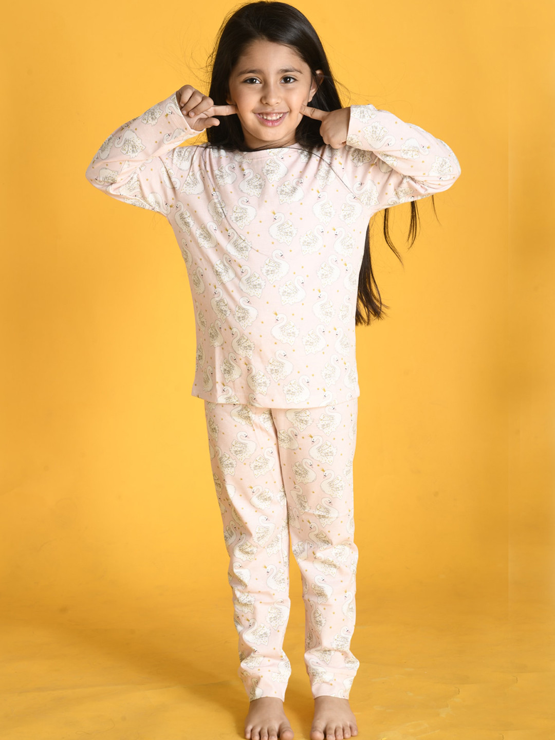 

Anthrilo Girls Printed Pure Cotton Night suit, Pink