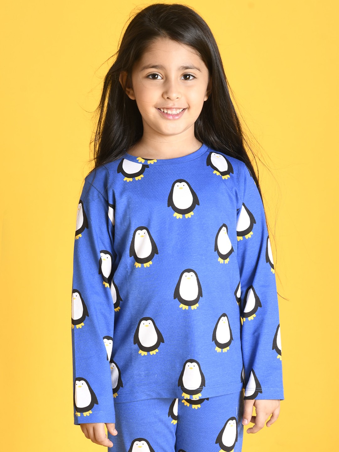 

Anthrilo Girls Printed Pure Cotton Night suit, Blue