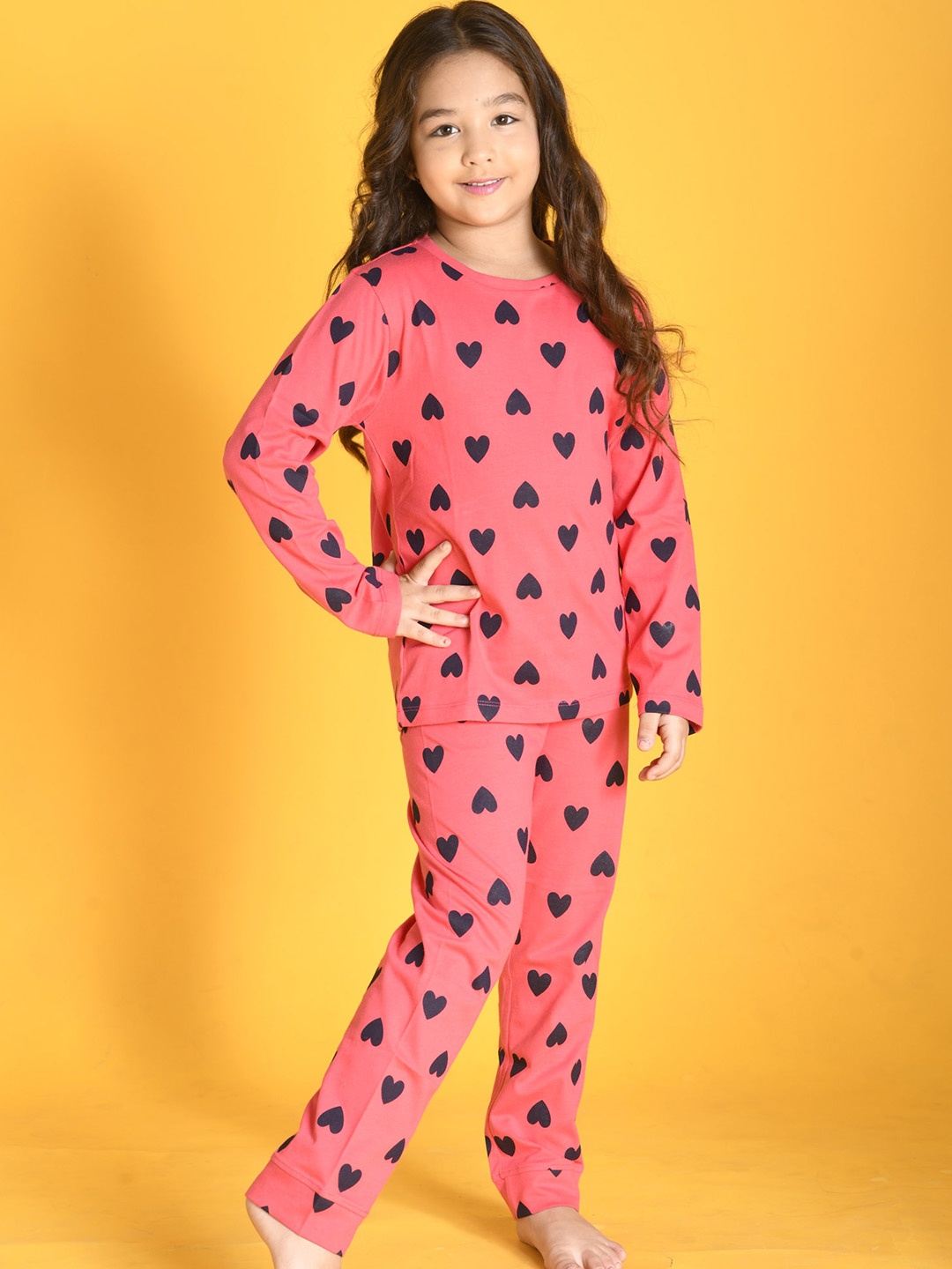 

Anthrilo Girls Printed Pure Cotton Night suit, Pink