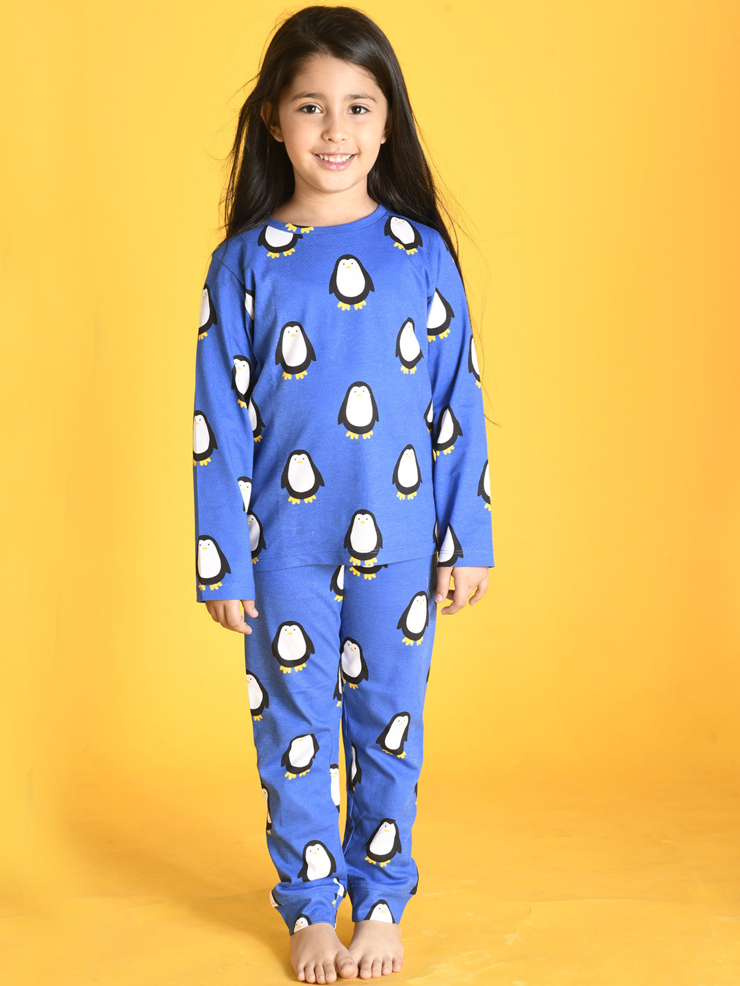 

Anthrilo Girls Printed Pure Cotton Night suit, Blue