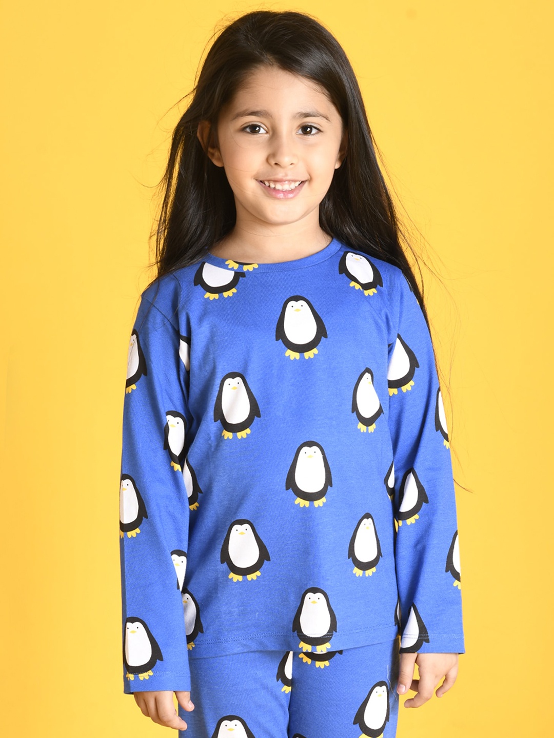 

Anthrilo Girls Printed Pure Cotton Night suit, Blue