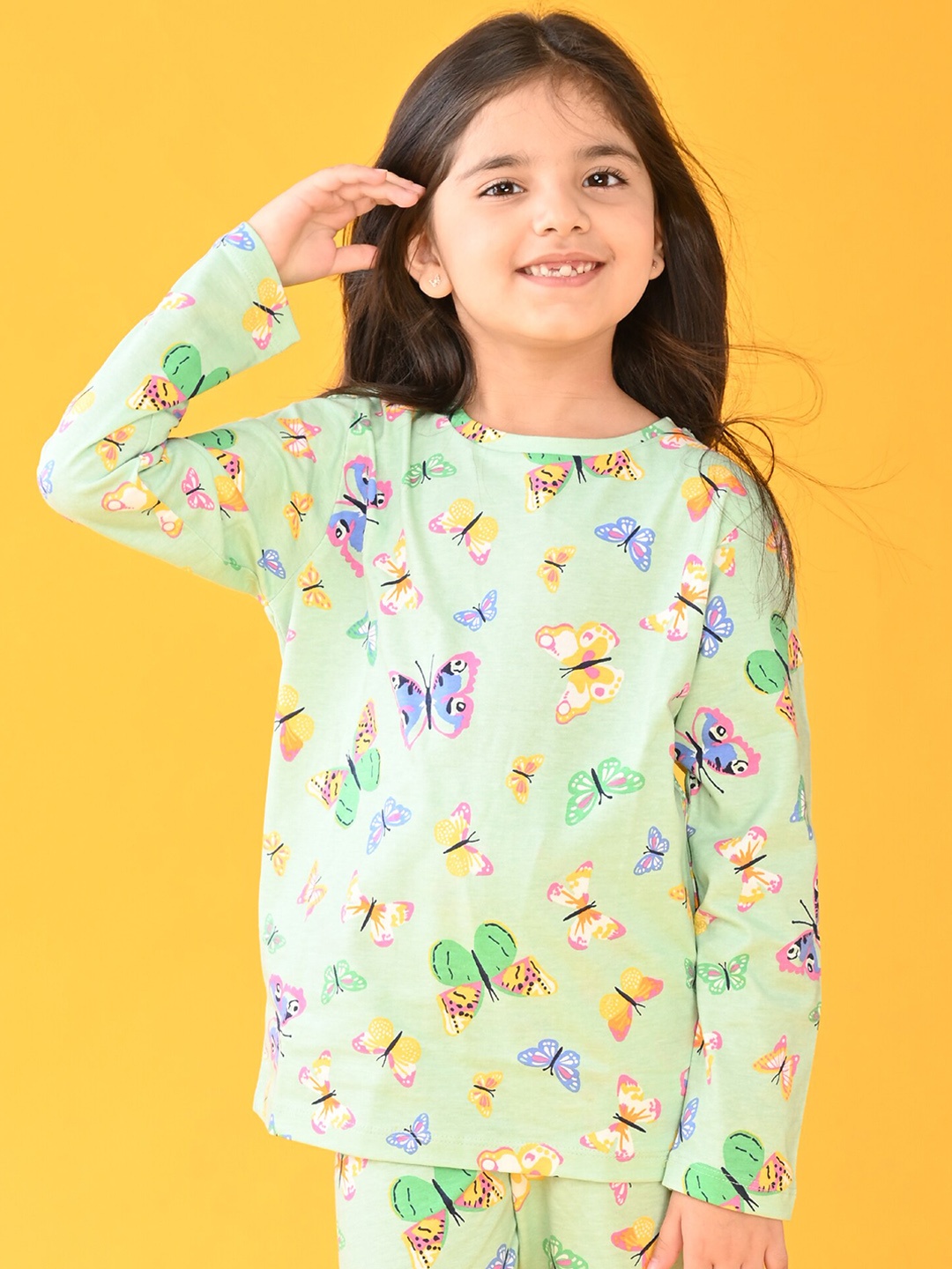 

Anthrilo Girls Printed Night suit, Green