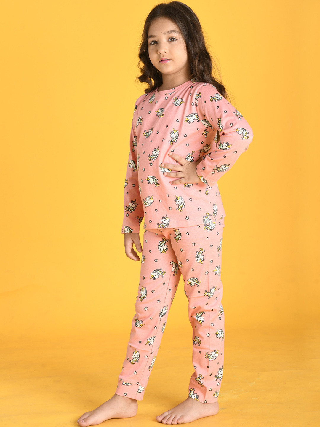 

Anthrilo Girls Pink Printed Pure Cotton Night suit