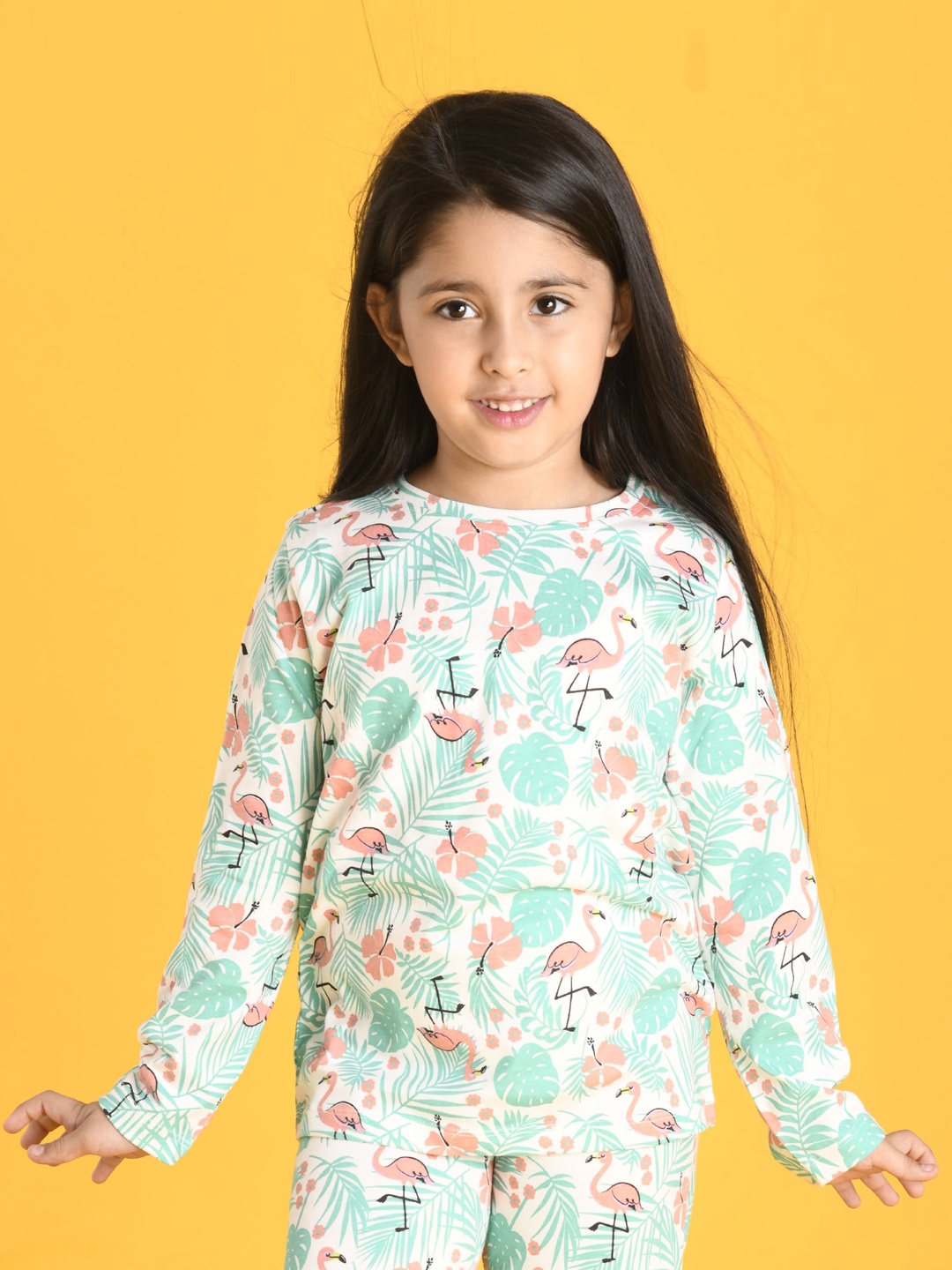 

Anthrilo Girls White & Pink Printed Night suit