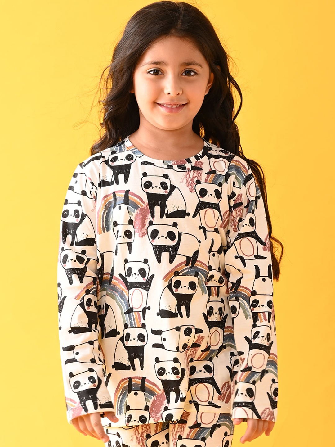 

Anthrilo Girls White & Black Printed Night suit