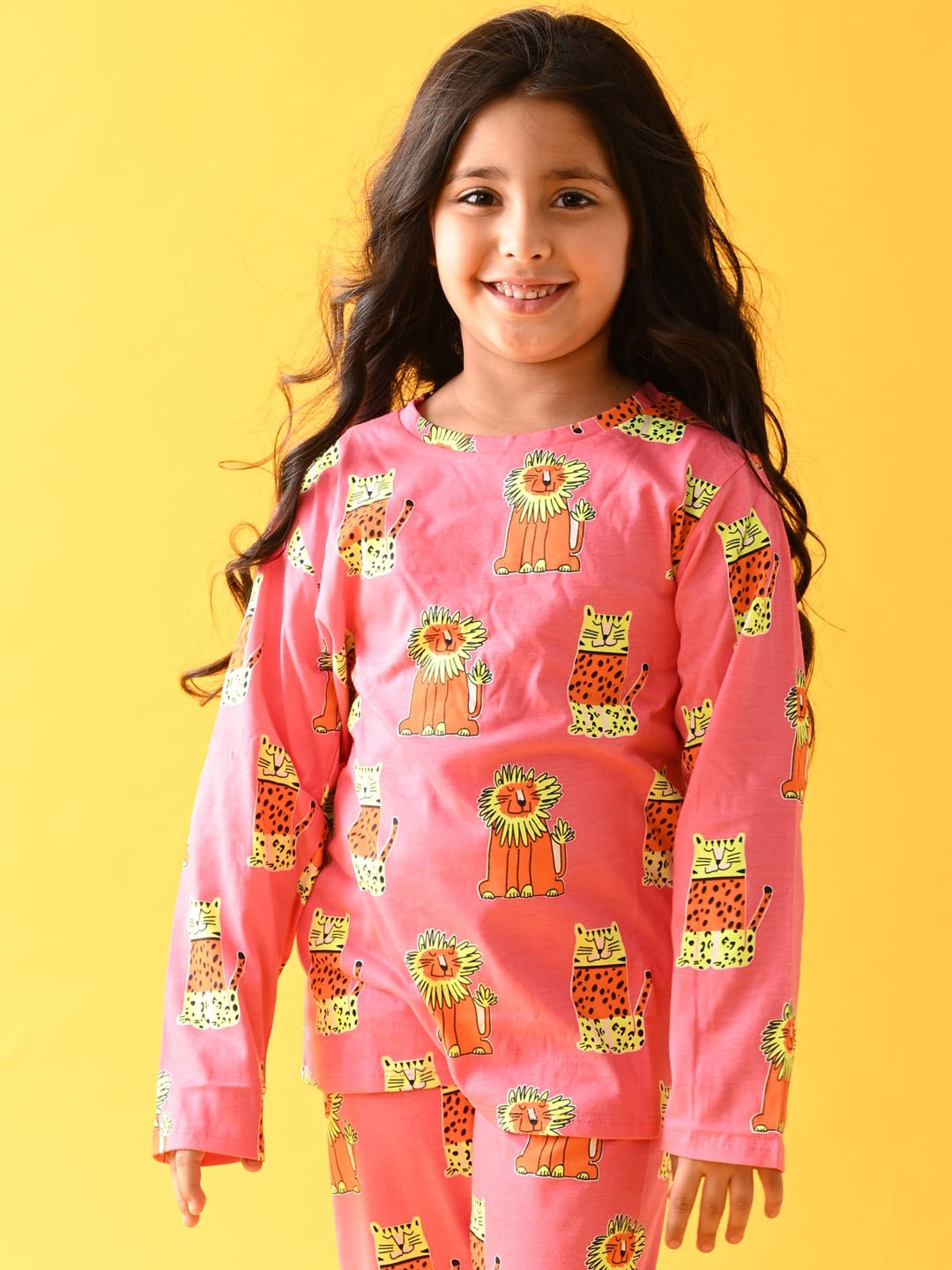

Anthrilo Girls Pink & Yellow Printed Night suit